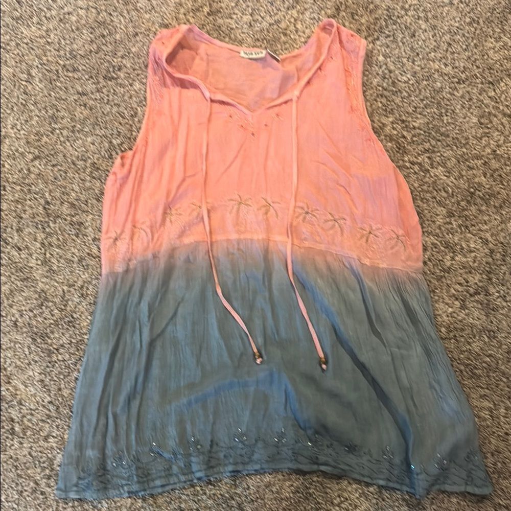 Raya Sun Pink Tie Front Relaxed Tank Top